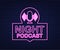 Night Podcast neon icon, vector symbol in flat isometric style isolated on white background. Vector stock illustration.