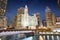 Night at Riverwalk Park in Downtown Chicago, Illinois