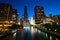 Night at Riverwalk Park in Downtown Chicago, Illinois