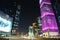 Night road traffic in financial centre, Doha, Qatar