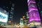 Night road traffic in financial centre, Doha, Qatar