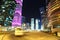 Night road traffic in financial centre, Doha, Qatar