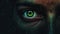 Night\\\'s Emerald Gaze: Enigmatic Green Glowing Eyes