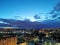 Night scape, dawning, dark blue clouds, Krasnogorsk, Moscow, Russia