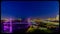 Night scene aerial view Bob Kerrey pedestrian bridge  and downtown omaha Nebraska