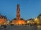 Night scene of Belfry Tower Belfort of Bruges