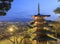 Night scene of Chureito Pagoda with Mt.fuji Background