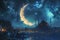 Night scene with glowing Islamic crescent adds mystical ambiance