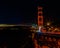 Night scene Golden Gate Bridge San Francisco California with car lights trails