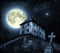 Night scene with haunted house