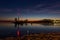 Night scene from lake Balaton in Hungary harbor from village Ba