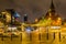 Night scene of the loading dock Sydney harbor  at Circular Quay and Sydney Harbor New South Wales Australia