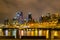 Night scene of the loading docks Sydney harbor at Circular Quay and Sydney Harbor New South Wales Australia