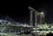 Night scene at the Maria Bay with the Helix Bridge and Marina Bay Sands in the background