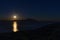 Night scene with the moon rising in Sithonia, Chalkidiki, Greece