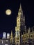 Night scene Munich Town Hall and moon