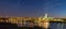 Night scene of Omaha waterfront with light reflections on the r Omaha Nebraska skyline with beautiful sky colors just after sunset