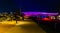 Night scene Pier at Farnam Street at the Heartland of America Park Riverfront Omaha Nebraska USA