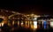 Night scene of the river and bridge in historic Porto Portugal