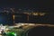 Night scene of Sorrento, the pier with lots of yachts, a corner of the cityscape on a summer night, Amalfi coast, Italy