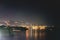 Night scene of Sorrento, the pier with lots of yachts, a corner of the cityscape on a summer night, Amalfi coast, Italy