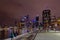 Night scene Sydney financial and hospitality buildings at the Circular Quay and Sydney Harbor New South Wales Australia