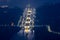 Night scene of three gorges five-level ship lock