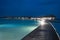 Night scene of typical luxury overwater villa