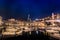 Night scenery in Dubrovnik harbor, Croatia.