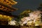 Night scenery of the famous Five-Story Pagoda in Toji Buddhist Temple in Kyoto Japan