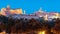 Night scenery of Siena, a medieval town in Tuscany Italy, with view of the Dome & Bell Tower of Siena Cathedral