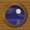 Night sea in a ship window