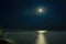 night seascape with full moon and moonlight