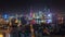 Night shanghai city roof top cityscape panorama 4k time lapse china