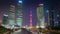 Night shanghai downtown park walk tower panorama 4k time lapse china