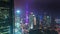 Night shanghai downtown roof top traffic streets panorama 4k time lapse china