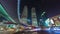 Night shanghai traffic street center panorama 4k time lapse china