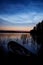 Night shining clouds over lake