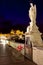 Night shot of Archangel Raphael statue on roman bridge at Cordoba, Andalusia