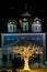 Night shot of the Assumption Cathedral building of the Tula Kremlin, golden tree