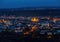 Night shot of the illuminated old German city of Trier, photographed from a hill