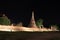 Night shot of incomplete small stupa in the ruins of ancient remains at Wat Mahathat temple.