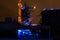 Night shot of Landschaftspark Nord, old illuminated industrial ruins in Duisburg, Germany