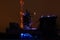 Night shot of Landschaftspark Nord, old illuminated industrial ruins in Duisburg, Germany