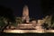 Night shot of the Main Phra Prang in corn shape and small stupa around the main in the ruins of ancient remains.