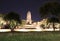 Night shot of the Main Phra Prang in corn shape and small stupa around the main in the ruins of ancient remains at Wat Phra Ram.