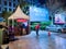 Night shot showing a pickup point for restaurants at cyberhub showing the rise of food delivery food tech internet