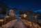 Night shot snowy mountain village