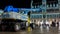 Night shot of telescopic boom lift machine standing on the Grand Place or Square or Grote Markt or Grand Market that is the