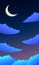 Night sky background. Moon and star, cloud on night sky